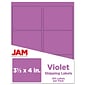 JAM Paper Laser/Inkjet Address Label, 4" x 3 3/8", Violet Purple, 6 Labels/Sheet, 12 Sheets/Pack (302725792)