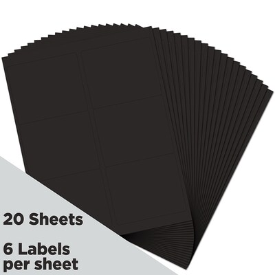 JAM Paper Shipping Labels, 3 1/3" x 4", Black, 6 Labels/Sheet, 20 Sheets/Pack, 120 Labels/Box (302228591)