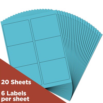 JAM Paper Laser/Inkjet Address Label, 4" x 3 3/8", Blue, 6 Labels/Sheet, 12 Sheets/Pack (302725770)