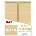 JAM Paper® Mailing Address Labels, 3 1/3 x 4, Gold Metallic, 120/pack (336731902Z)
