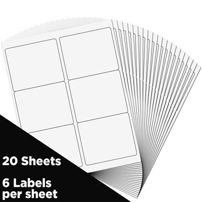 JAM Paper® Shipping Labels, 3 1/3 x 4, White, 6 Labels/Sheet, 20 Sheets/Pack, 120 Labels/Pack (40629