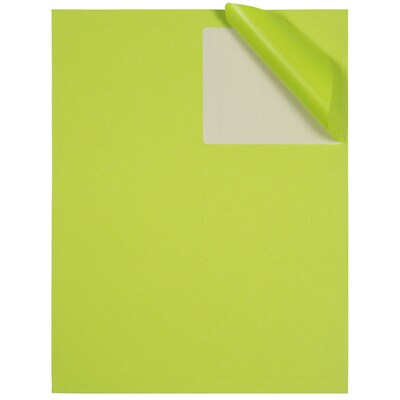JAM Paper Laser/Inkjet Address Label, 4" x 3 3/8", Ultra Lime Green, 6 Labels/Sheet, 12 Sheets/Pack (302725780)