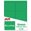 JAM Paper Laser/Inkjet Address Label, 4 x 3 3/8, Green, 6 Labels/Sheet, 12 Sheets/Pack (302725776)