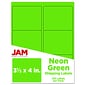 JAM Paper Shipping Labels, 3 1/3" x 4", Neon Green, 6 Labels/Sheet, 20 Sheets/Pack (354328037)