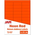 JAM Paper Laser/Inkjet Address Labels, 1 x 2 5/8, Neon Red, 30 Labels/Sheet, 4 Sheets/Pack (354328