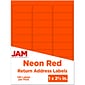 JAM Paper Laser/Inkjet Address Labels, 1" x 2 5/8", Neon Red, 30 Labels/Sheet, 4 Sheets/Pack (354328230)