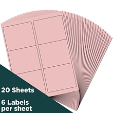 JAM Paper Shipping Labels, 3 1/3 x 4, Baby Pink, 6 Labels/Sheet, 20 Sheets/Pack, 120 Labels/Box (4