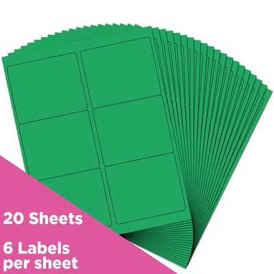 JAM Paper Laser/Inkjet Address Label, 4 x 3 3/8, Green, 6 Labels/Sheet, 12 Sheets/Pack (302725776)