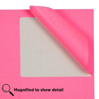 JAM Paper Laser/Inkjet Address Label, 4" x 3 3/8", Ultra Pink, 6 Labels/Sheet, 12 Sheets/Pack (302725799)