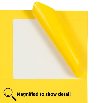 JAM Paper Laser/Inkjet Address Label, 4" x 3 3/8", Yellow, 6 Labels/Sheet, 12 Sheets/Pack (302725803)