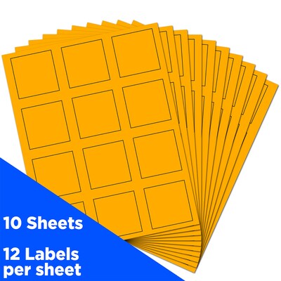 JAM Paper® Square Address Labels, 2 x 2, Neon Orange, 120/Pack (367831074)