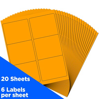 JAM Paper Shipping Labels, Large, 3 1/3 x 4, Neon Orange, 6 Labels/Sheet, 20 Sheets/Pack (354328043)