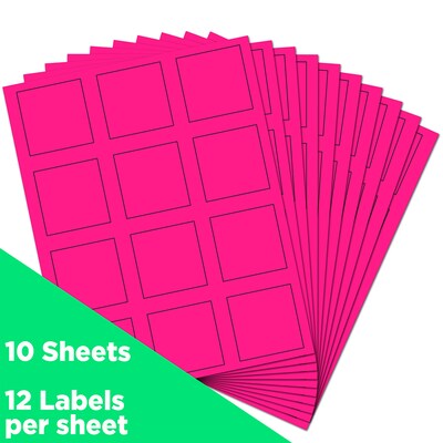 JAM Paper® Square Address Labels, 2 x 2, Neon Pink, 120/Pack (367831075)