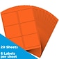 JAM Paper Laser/Inkjet Address Label, 4" x 3 3/8", Orange, 6 Labels/Sheet, 12 Sheets/Pack (302725786)