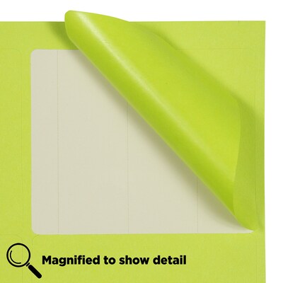 JAM Paper Laser/Inkjet Address Label, 4" x 3 3/8", Ultra Lime Green, 6 Labels/Sheet, 12 Sheets/Pack (302725780)