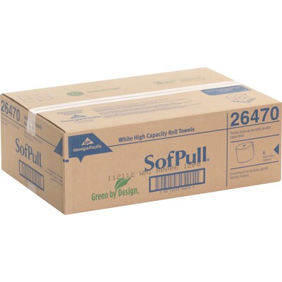 Georgia-Pacific Sofpull High-Capacity Hardwound Paper Towel, 1-Ply, White, 1000'/Roll, 6 Rolls/Carton (26470)