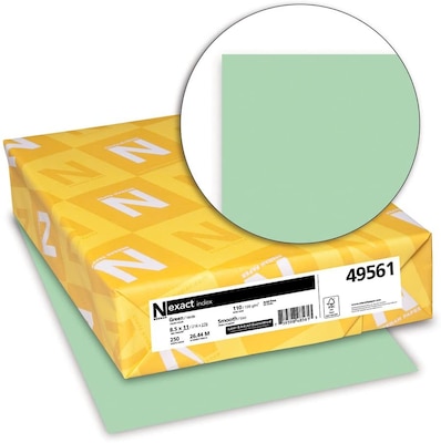 Wausau Paper Index 110 lb. Index Paper, 8.5" x 11", Green, 250 Sheets/Pack (WAU49561)