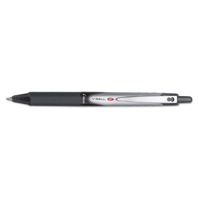 Pilot VBall RT Retractable Rollerball Pens, Fine Point, Black Ink, Dozen (26206)