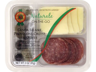 Daniele Naturale On-the-Go Genoa Salame, Provolone Cheese and Olives, 3 Oz., 4/Pack (20096)