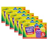 Crayola Washable Project Paint, 6 Assorted Classic Colors Per Pack, 6 Packs (BIN541204-6)