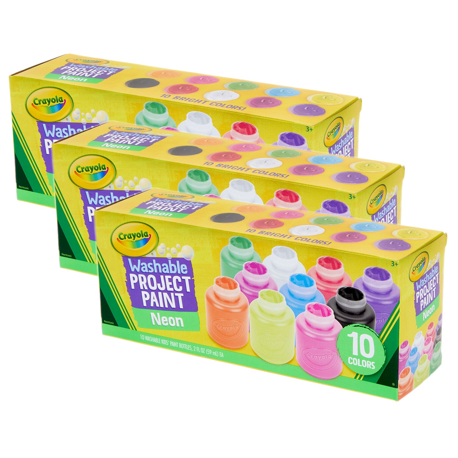 Crayola Neon Paint Set, 2oz., 10 Per Set, 3 Sets (BIN542390-3)