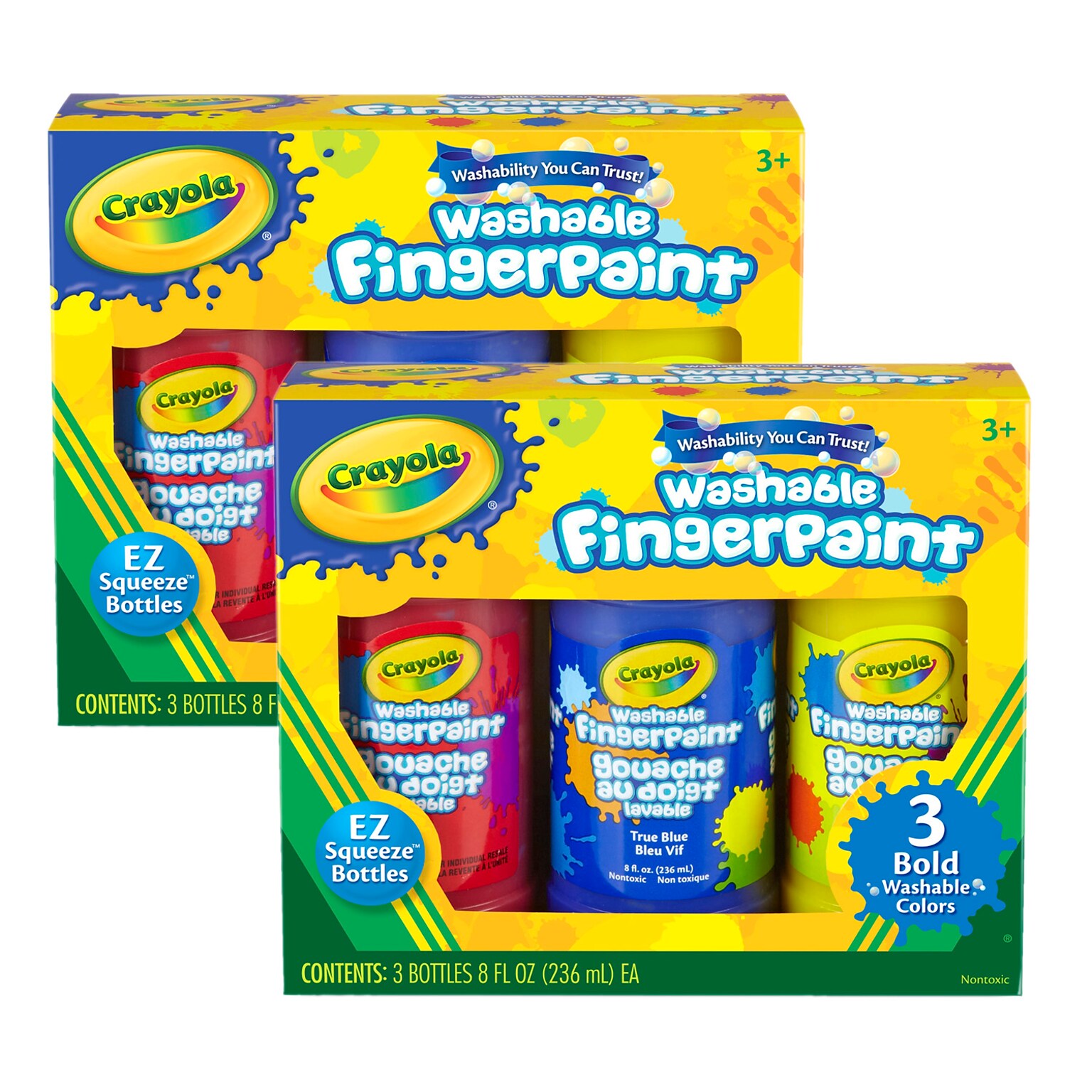Crayola Washable Fingerpaint, Bold Colors, 8 oz., 3 Per Pack, 2 Packs (BIN551310-2)