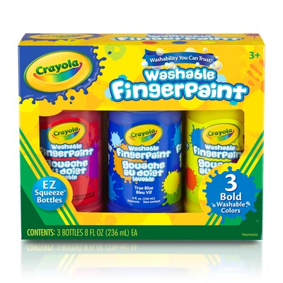 Crayola Washable Fingerpaint, Bold Colors, 8 oz., 3 Per Pack, 2 Packs (BIN551310-2)