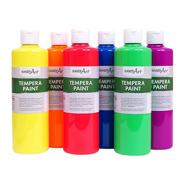 Handy Art Tempera Paint, Pint, Fluorescent 6-Color Set (RPC882060)