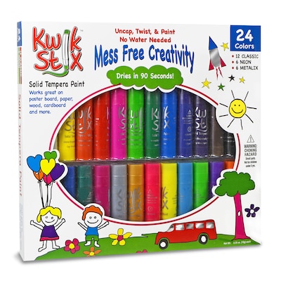 Kwik Stix Solid Tempera Paint Stick, 24 Assorted Colors (TPG604)