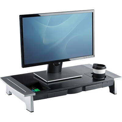 Fellowes Office Suites Premium Monitor Riser, Monitors up to 80 lbs.,Black/Silver (8031001)