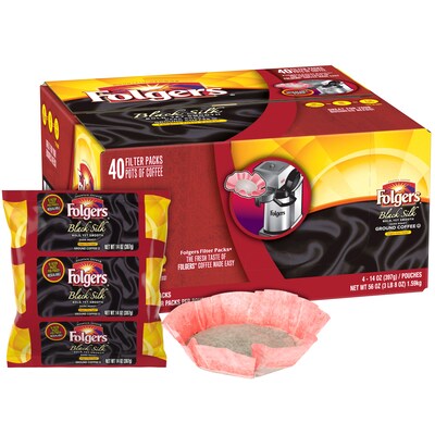 Folgers Black Silk Filter Packs Coffee, Dark Roast, 40/Carton (SMU00016)