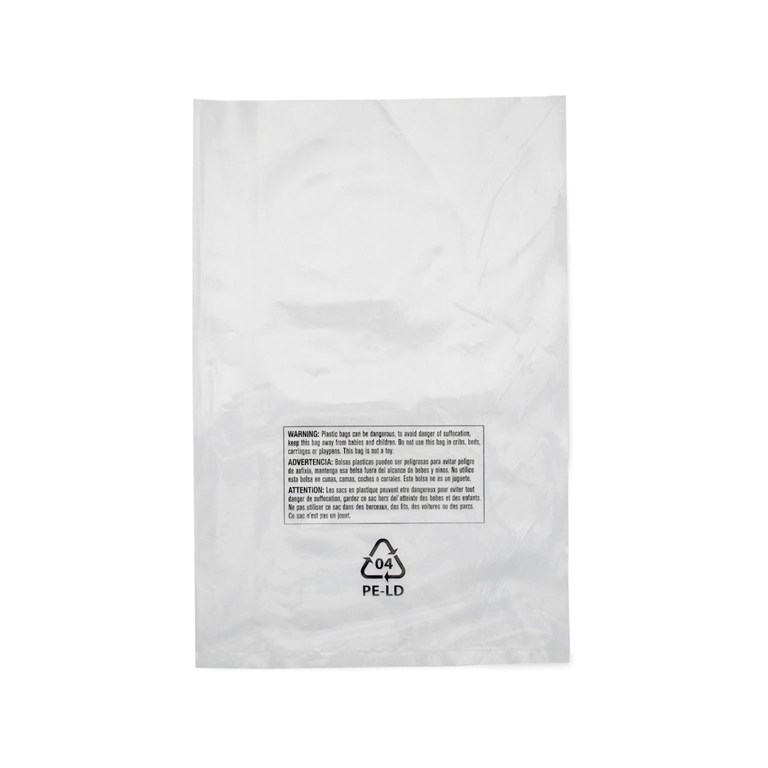 9 x 12 Suffocation Warning Layflat Poly Bags, 2 Mil, Clear, 1000/Carton (16110)