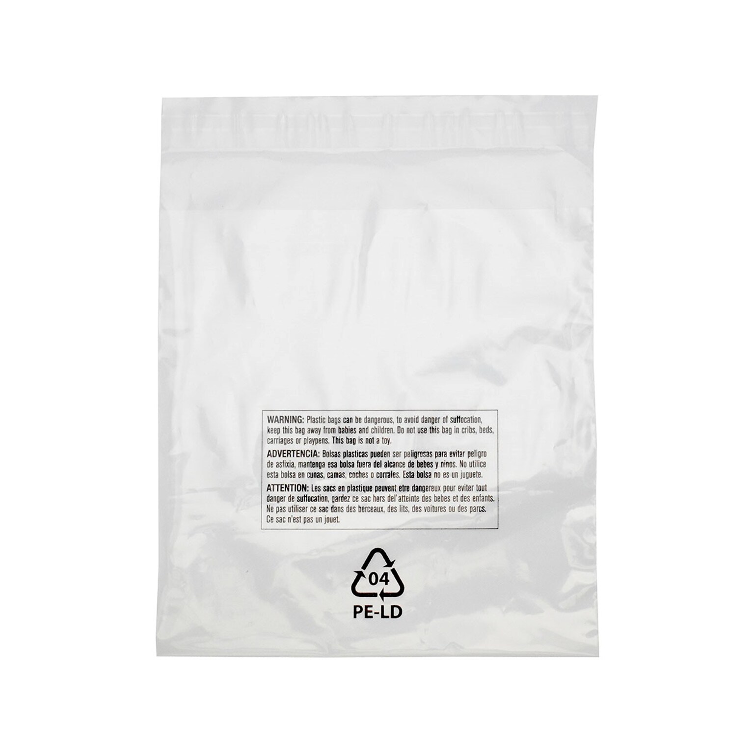 6 x 6 Lip & Tape Reclosable Suffocation Warning Poly Bags, 1.5 Mil, Clear, 1000/Carton (16200)