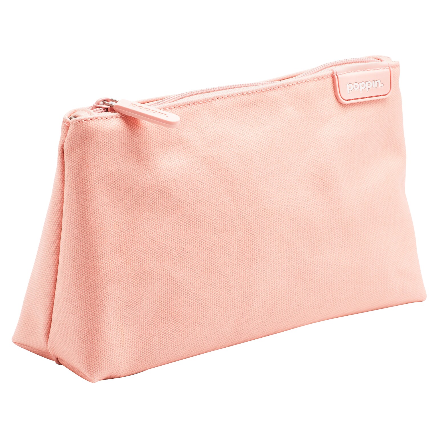 Poppin 8.75 Canvas Travel Pouch, Water Resistant, Blush/Light Gray (104445)