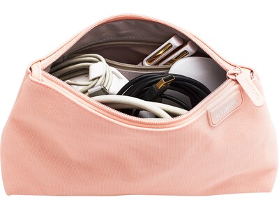 Poppin 8.75 Canvas Travel Pouch, Water Resistant, Blush/Light Gray (104445)