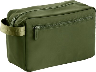 Poppin 9.5 Nylon Toiletry Bag Kit, Water Resistant, Olive (107514)