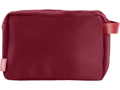 Poppin 9.5" Nylon Toiletry Bag Kit, Water Resistant, Wine (107515)