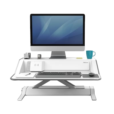 Fellowes Lotus DX Sit-Stand Workstation Adjustable Monitor Stand, White (8080201)