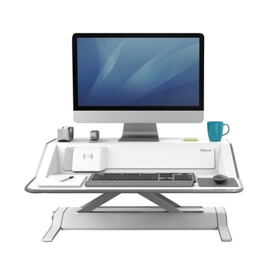 Fellowes Lotus DX Sit-Stand Workstation Adjustable Monitor Stand, White (8080201)