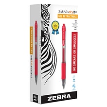 Zebra Sarasa Dry X20 Retractable Gel Pen, Fine Point, 0.5mm, Red Ink, Dozen (46730)