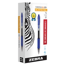 Zebra Sarasa Dry X20 Retractable Gel Pen, Fine Point, 0.5mm, Blue Ink, Dozen (46720)