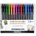 Zebra Sarasa Dry X20 Retractable Gel Pen, Medium Point, 0.7mm, Assorted Ink, 14 Pack (46824)