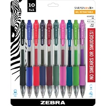 Zebra Sarasa Dry X20 Retractable Gel Pen, Medium Point, 0.7mm, Assorted Ink, 10 Pack (46881)