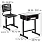 Flash Furniture Nila 24"W Rectangular Adjustable Standing Student Desk and Chair, Black/Gray (YUYCX04609010)