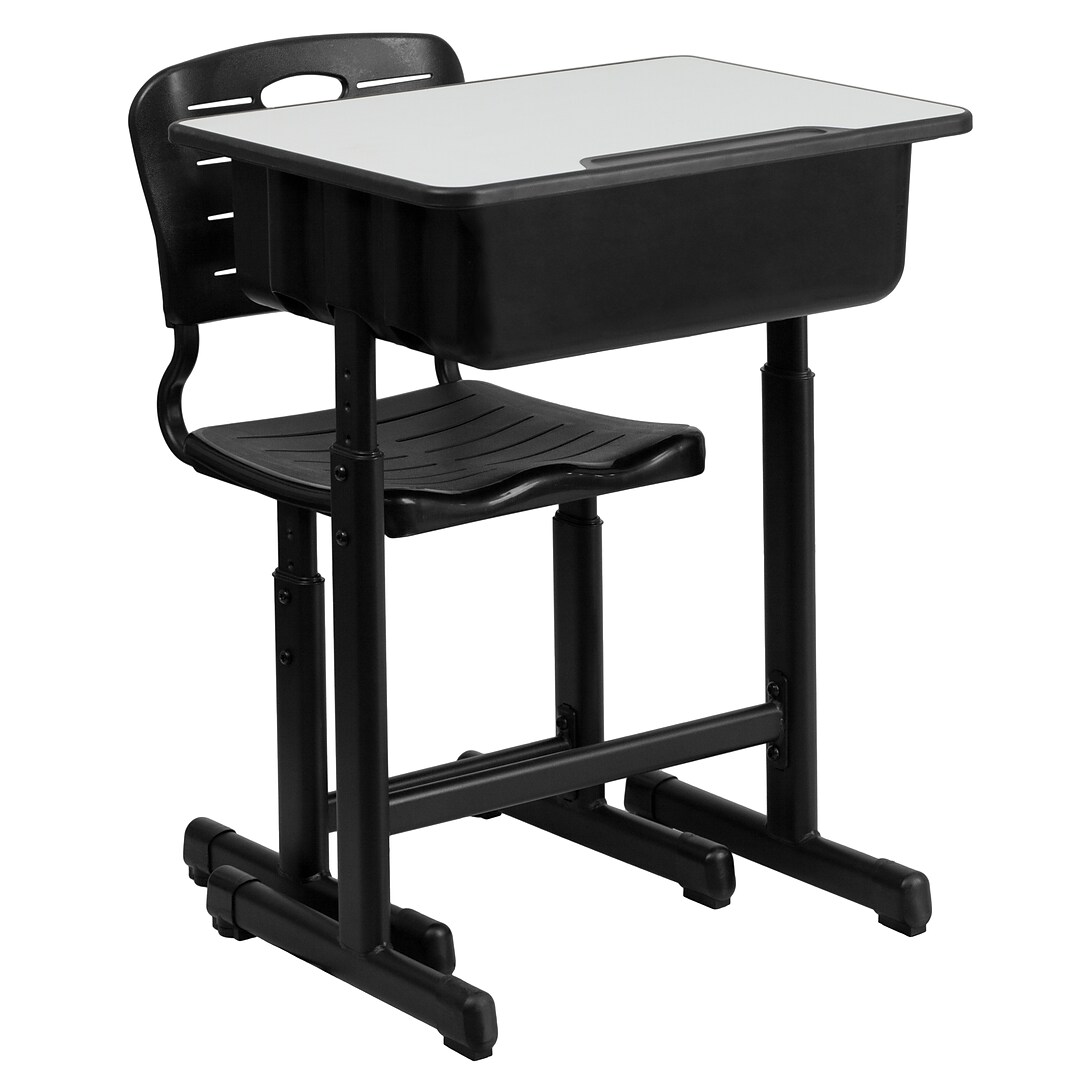 Flash Furniture Adjustable Black Student Chair with Black Pedestal Frame 