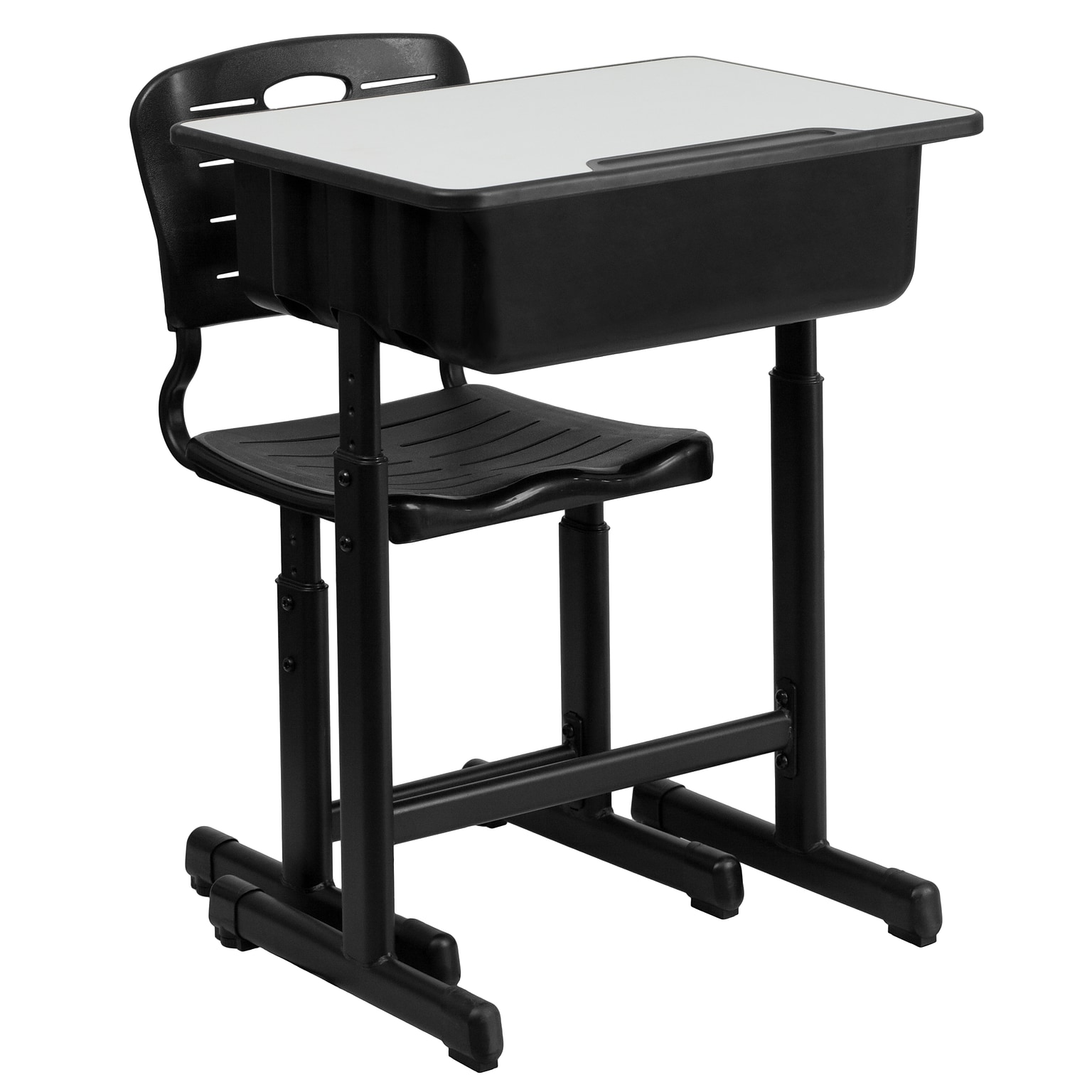Flash Furniture Nila 24W Rectangular Adjustable Standing Student Desk and Chair, Black/Gray (YUYCX04609010)