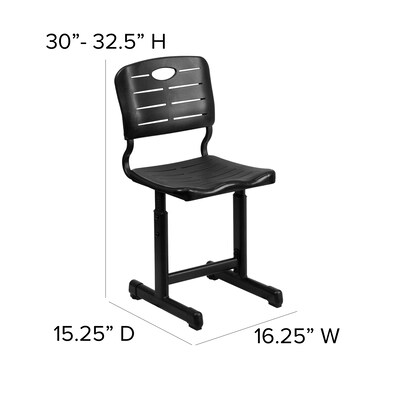 Flash Furniture Adjustable-Height Student Chair with Pedestal Frame, Black (YUYCX09010)