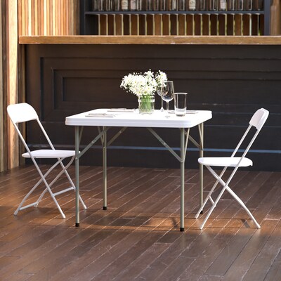Flash Furniture 34 Square Plastic Folding Table, Granite White (DADYCZ86)