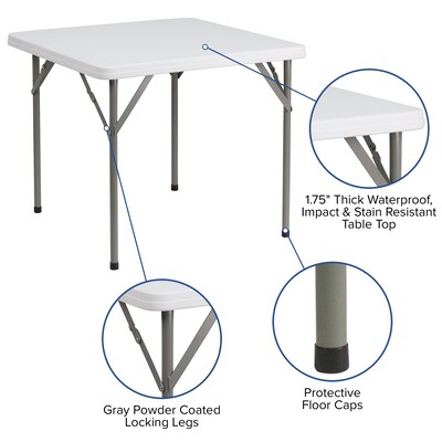 Flash Furniture 34'' Square Plastic Folding Table, Granite White (DADYCZ86)