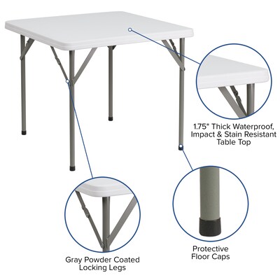 Flash Furniture Elon Folding Table, 34.25" x 34.25", Granite White (DADYCZ86)